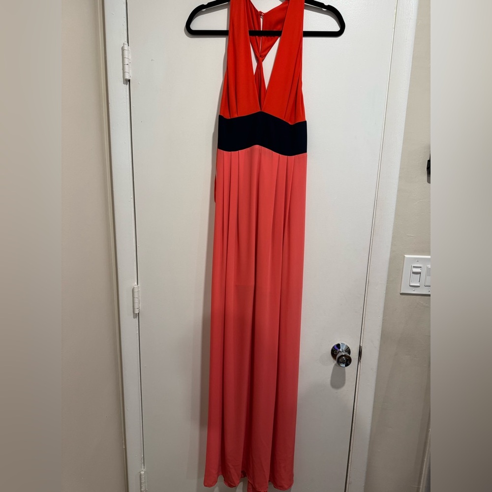BCBG Red and Pink Maxi Dress